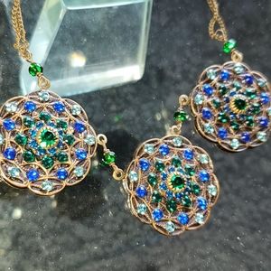 Blue and Green stone statement necklace